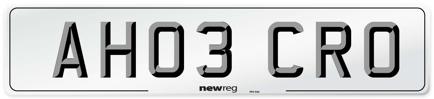 AH03 CRO Number Plate from New Reg